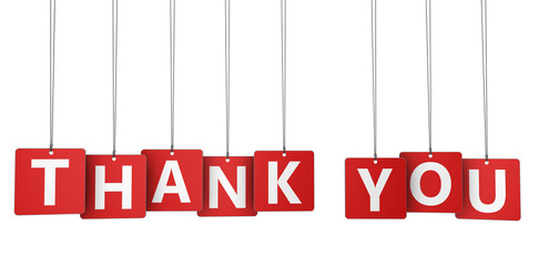 Thank You Sign Red Paper Tags - 113691991