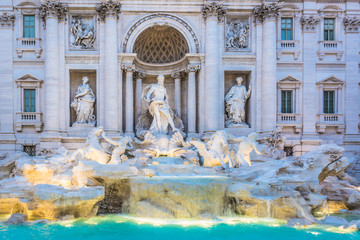 Fototapeta na wymiar Fontana di Trevi Rome Italy. / Famous fountain in evening time, Rome Italy landmark.