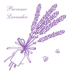 Lavender bouquets and label