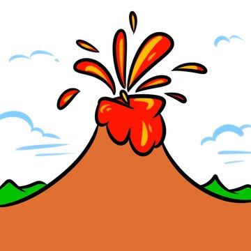 eruption volcano nature mountain cartoon illustration 