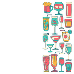 Alcohol drinks and cocktails icon set