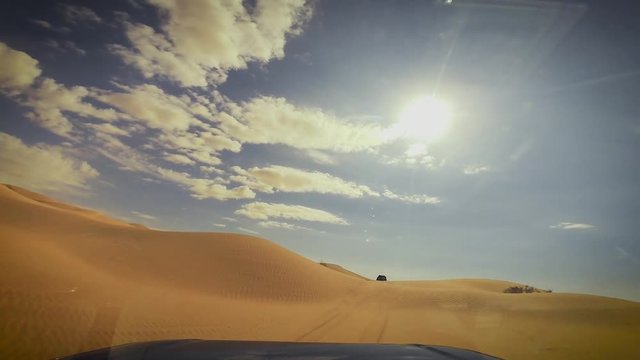 camera car in the sahara desert driver pov