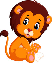 illustration of cute baby lion cartoon