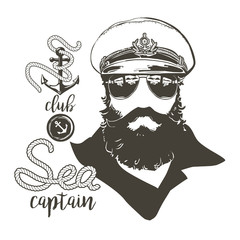 captain beard, cap, sunglasses