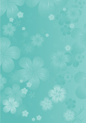 Fototapeta na wymiar Flowers background. Flowers design. Vector abstract illustration. Sakura blossoms on light-Green-Blue color. Vector. 