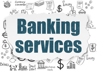 Banking concept: Banking Services on Torn Paper background