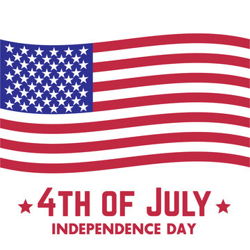 4th of july, Independence Day in USA, patriotic sign with american flag, vector illustration