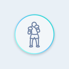 Boxer icon, linear pictogram, vector illustration