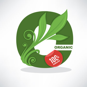 fresh, organic and green, vector O-letter banner template design