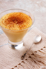 Brazilian sweet custard-like dessert curau de milho mousse of co