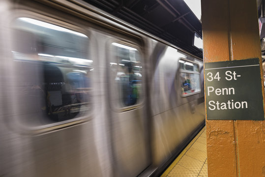 34 St - Penn Station Subway Sign In New York City Manhattan Stat