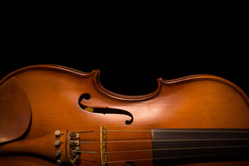 violin vintage on blackl background
