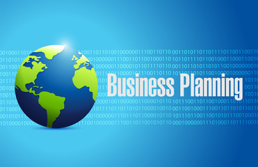 business planning binary globe sign concept