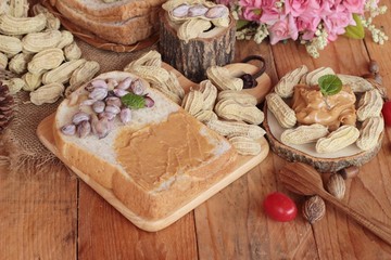 Peanut butter smeared on bread is delicious.