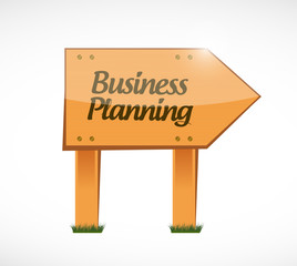 business planning wood sign concept illustration