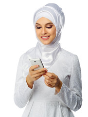 Muslim woman with mobile phone