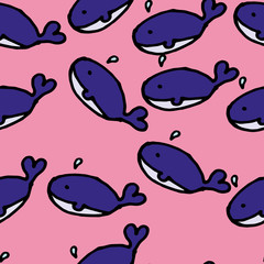 Cute Whale vector print