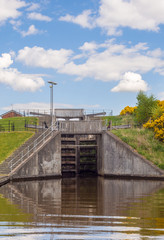 Fototapeta premium Lock gates on calan at Thje Falkirk Wheel, Falkirk, Scotland, UK