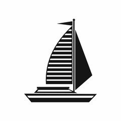 Yacht with sails icon, simple style