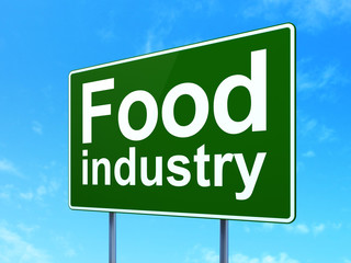 Manufacuring concept: Food Industry on road sign background