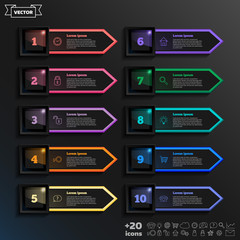 Vector infographic design list with colorful square.