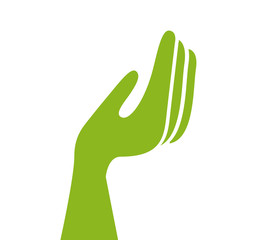 Obraz premium green protective hands isolated icon design