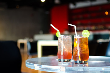 glasses of cocktail or mocktail on table