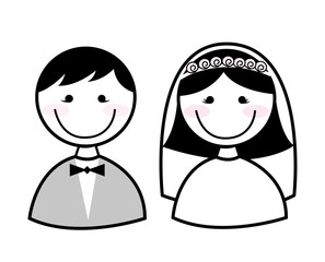 couple of happy married  isolated icon design