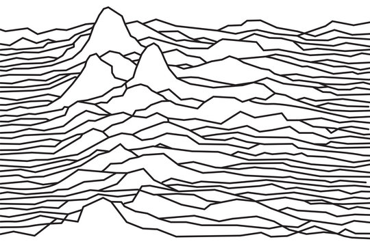 The Rhythm Of The Waves, The Pulsar, Vector Lines Design, Broken Lines, Mountains