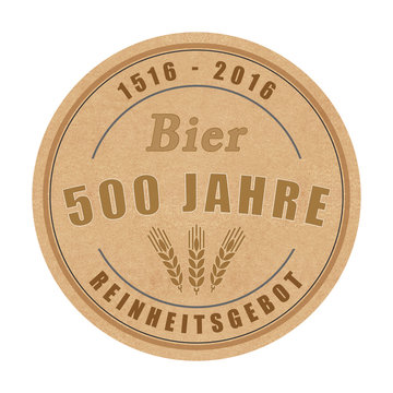 bms3 BeerMatSign je500 JubiläumsEtikett - 500 Jahre Deutsches Bier - Bierdeckel Reinheitsgebot - g4449