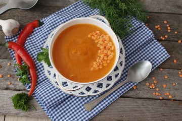 Lentil soup with eggplant