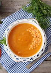 Lentil soup with eggplant