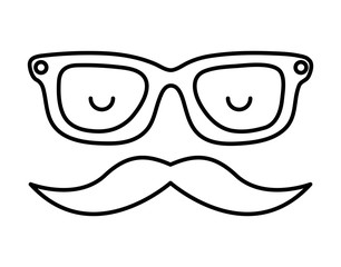 mustache and glasses hipster style  isolated icon design