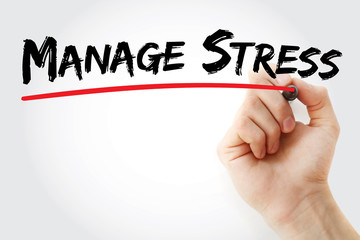 Hand writing Manage stress with marker, concept background