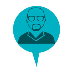 hipster avatar man with eyeglass on blue infographic icon over isolated background,vector illustration