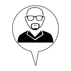 hipster avatar manwith eyeglass and infographic icon over isolated background,vector illustration