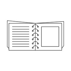 Book on spirals icon, outline style