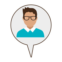 hipster avatar man with blue shirt  and infographic icon over isolated background,vector illustration