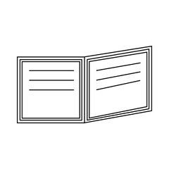 Open book with text icon, outline style