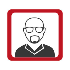 avatar man on red square frame over isolated background,vector illustration