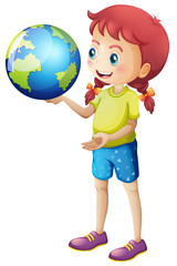 Girl holding globe in her hand