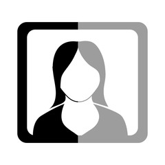 avatar woman inside black and grey frame over isolated background, vector illustration