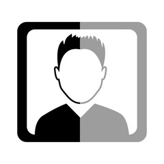 avatar man inside black and grey frame over isolated background,vector illustration