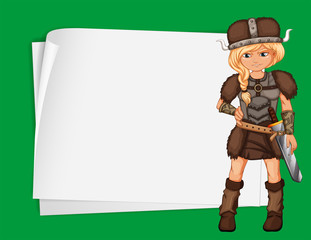 Female viking and paper frame