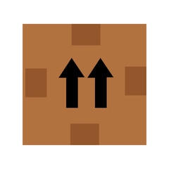 brown square box with two black arrows over isolated background,vector illustration