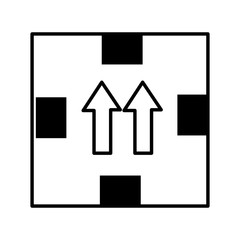 white square box with two arrows and four black squares over isolated background,vector illustration