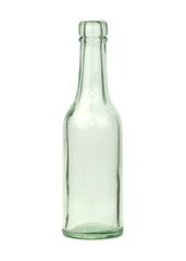 Old glass bottle isolated on white background.