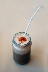cinnamon spiced latte in jar