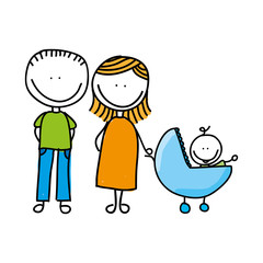 happy family drawing isolated icon design
