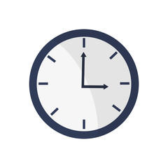 blue simple clock , Vector illustration over white background